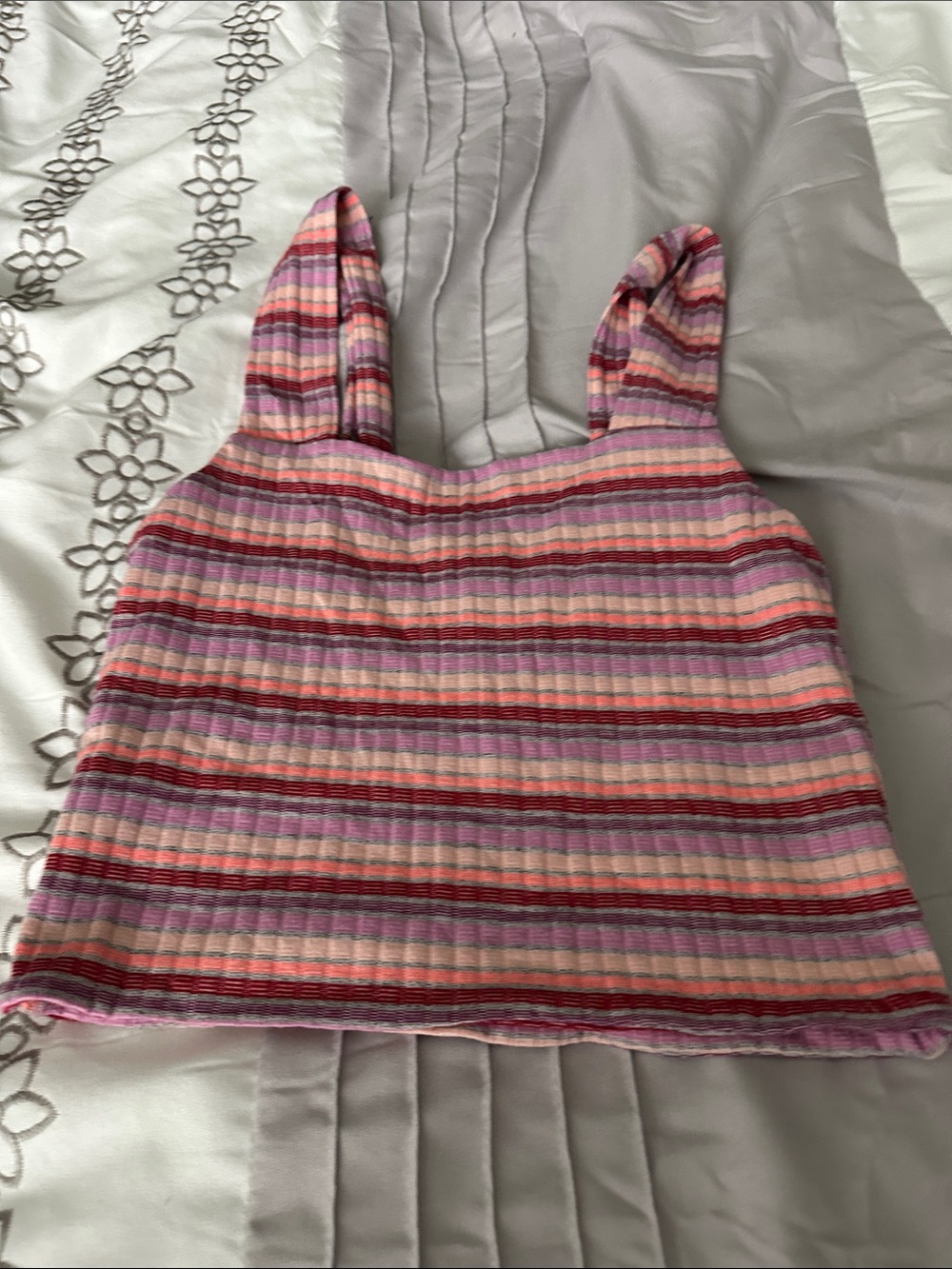 American Eagle Outfitters Striped Ribbed Tank in Pink, Red and Purple